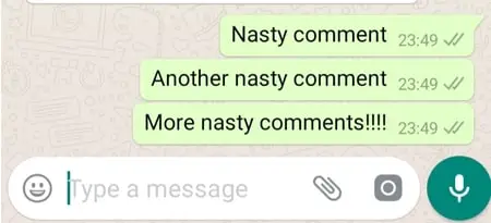 nasty comments whatsapp